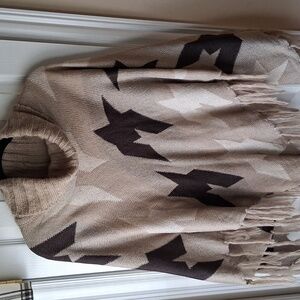 Southwestern Boho Cowl Neck Tribal Poncho